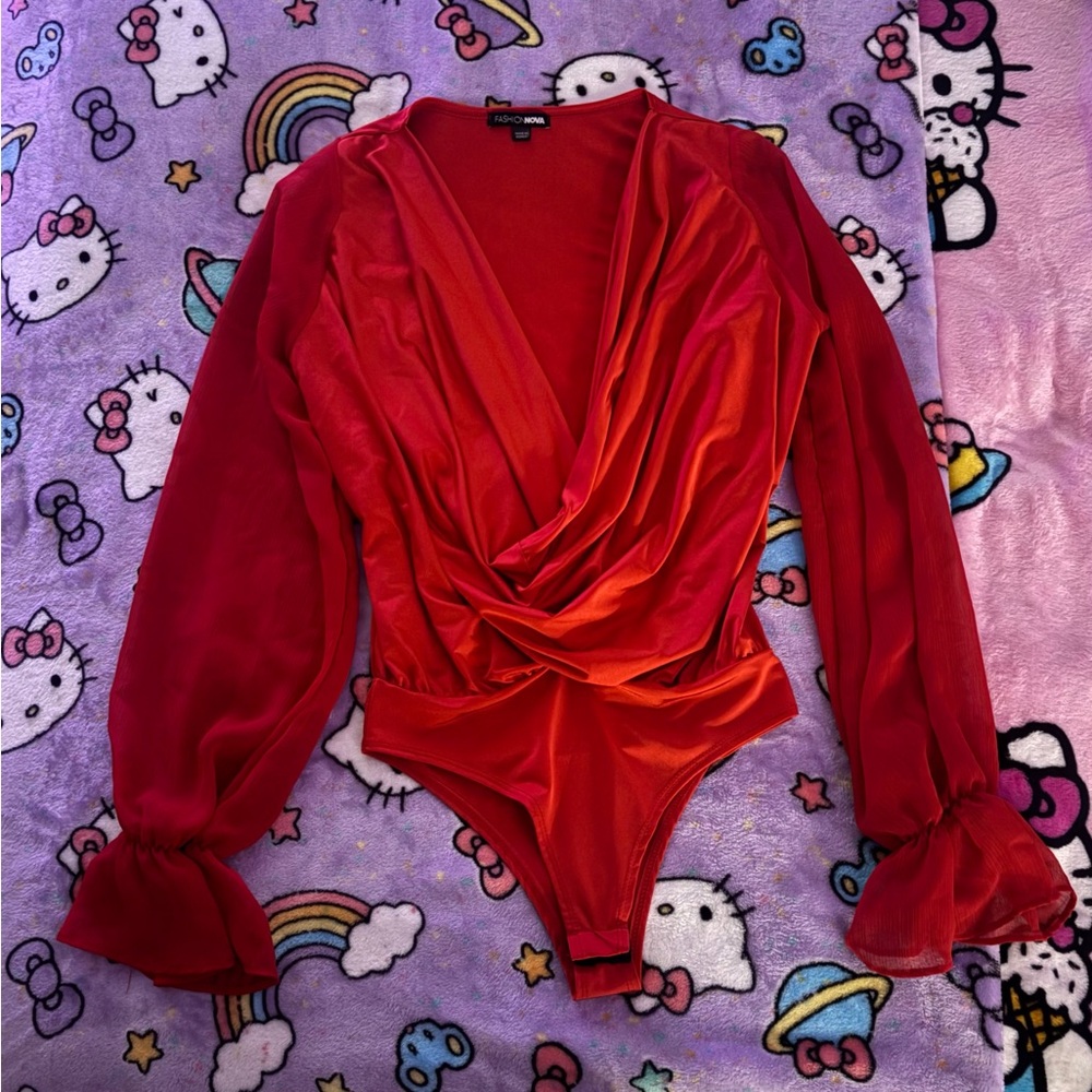 Fashion Nova Red Elegant Bodysuit
